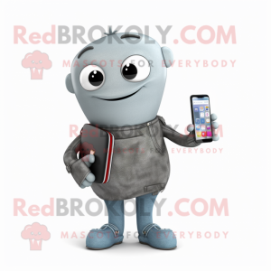 Gray Computer mascot costume character dressed with a Jeans and Wallets