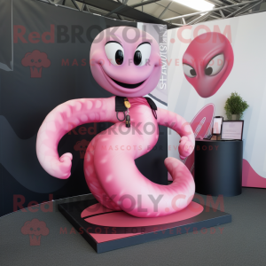 Pink Snake mascot costume character dressed with a Tank Top and Ties