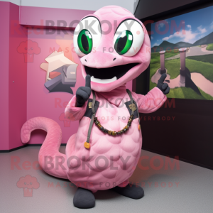 Pink Snake maskot kostume...