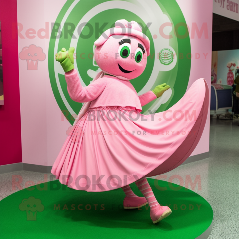 Pink Irish Flag mascot costume character dressed with a Circle Skirt and Gloves