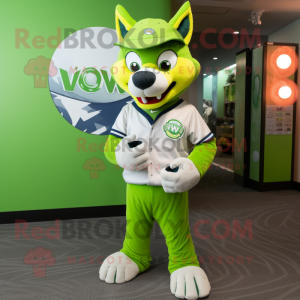 Lime Green Say Wolf maskot...