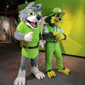 Lime Green Say Wolf maskot...