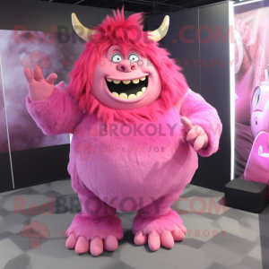 Pink Ogre mascotte kostuum...