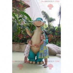 Riesiges Dinosaurier-Maskottchen in Blau und Beige -