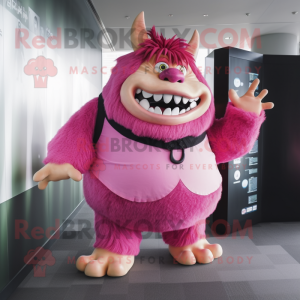 Pink Ogre mascotte kostuum...