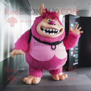 Pink Ogre maskot kostume...