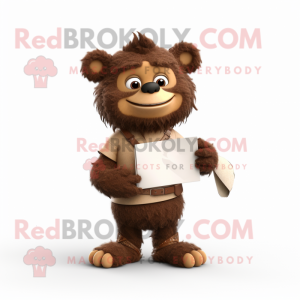 Brown Love Letter mascot costume character dressed with a Henley Tee and Bracelets