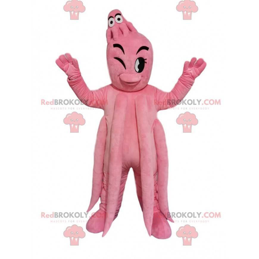 Reusachtige roze octopusmascotte en haar baby - Redbrokoly.com