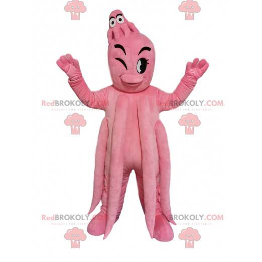 Reusachtige roze octopusmascotte en haar baby - Redbrokoly.com