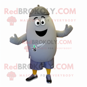 Gray Squash mascot costume character dressed with a Joggers and Beanies