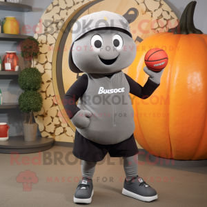 Gray Squash mascot costume character dressed with a Joggers and Beanies