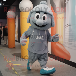 Gray Squash mascot costume character dressed with a Joggers and Beanies