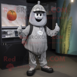 Gray Squash mascot costume character dressed with a Joggers and Beanies