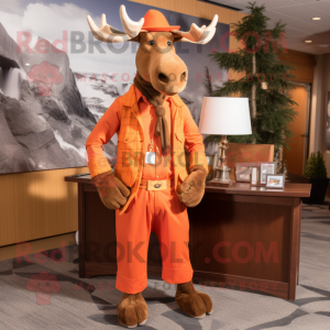 Orange Moose maskot kostym...