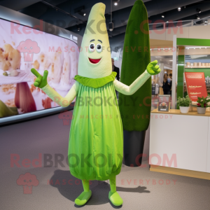 nan Asparagus mascot costume character dressed with a Cocktail Dress and Foot pads