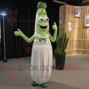 nan Asparagus mascot costume character dressed with a Cocktail Dress and Foot pads