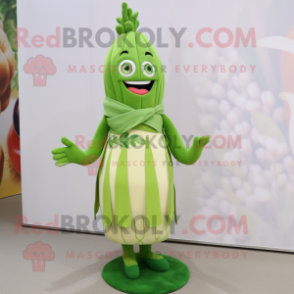 nan Asparagus mascot costume character dressed with a Cocktail Dress and Foot pads