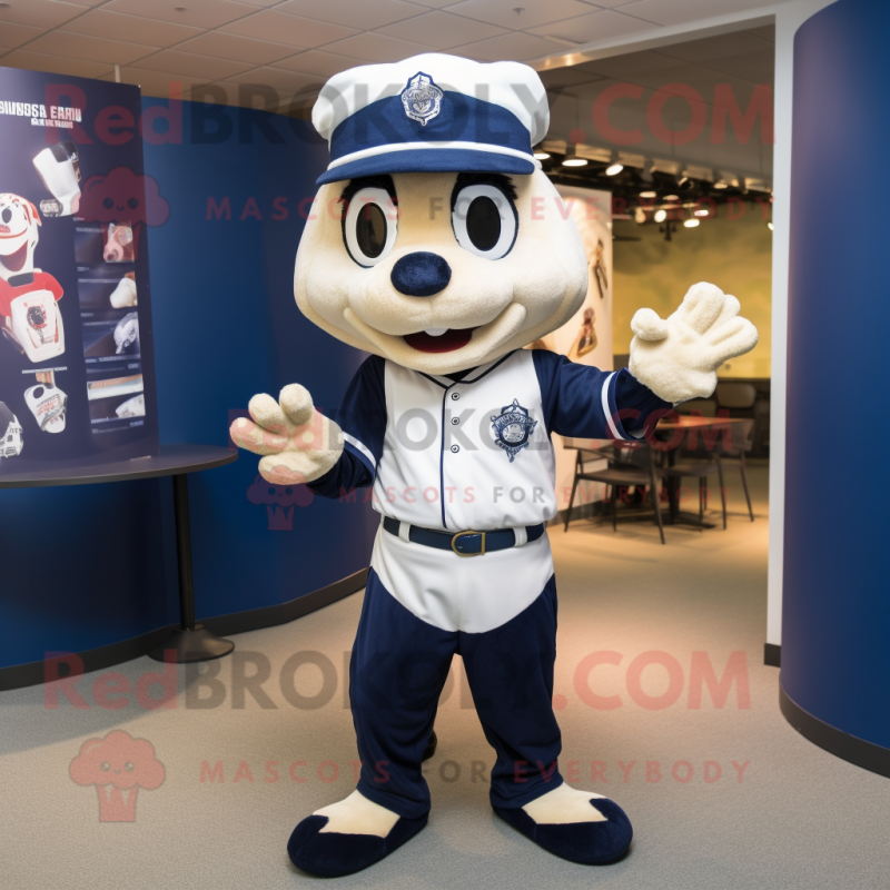 Navy Pendant mascot costume character dressed with a Baseball Tee and Cummerbunds Navy Pendant mascot costume character dressed with a Baseball Tee and Cummerbunds