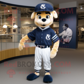Navy Pendant mascot costume character dressed with a Baseball Tee and Cummerbunds