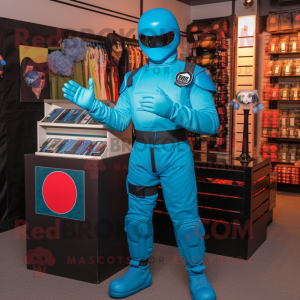 Cyan Gi Joe maskot kostume...