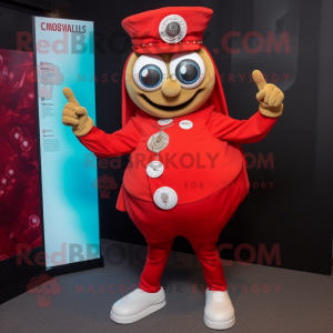 Red Oyster mascot costume character dressed with a Trousers and Bracelet watches