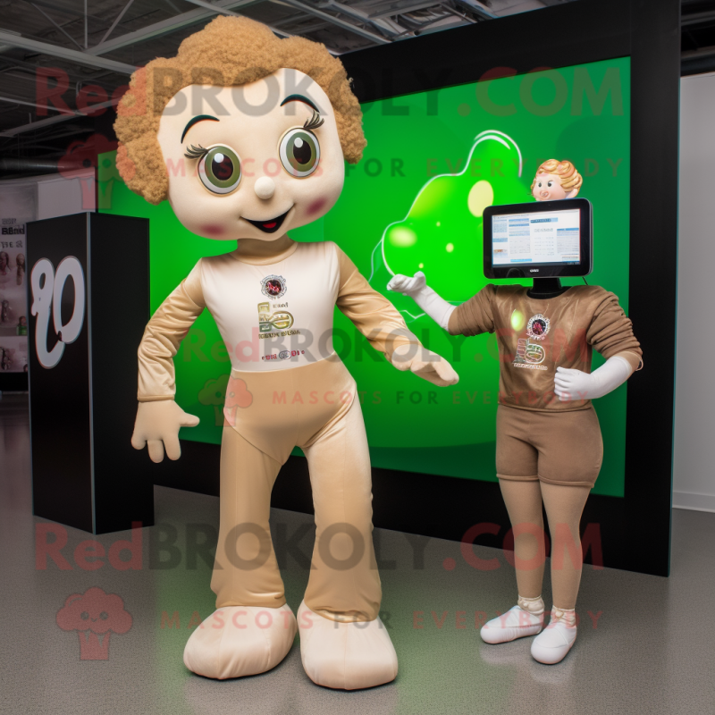 Beige Irish Dancer mascot costume character dressed with a Bodysuit and Watches Beige Irish Dancer mascot costume character dressed with a Bodysuit and Watches