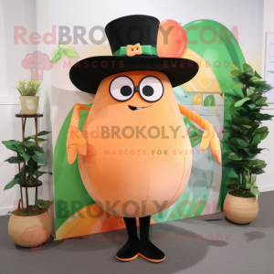 Peach Zucchini mascot costume character dressed with a Dress Pants and Earrings