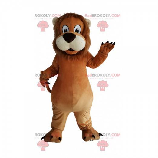 Mascotte leone marrone con un grande muso - Redbrokoly.com