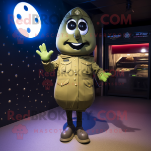 Olive Steak mascot costume character dressed with a Bomber Jacket and Anklets