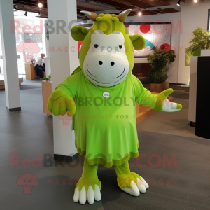 Lime Green Hereford Cow mascot costume character dressed with a Long Sleeve Tee and Coin purses