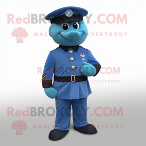 Cyan Navy Soldier mascotte...