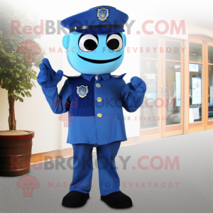 Cyan Navy Soldier maskot...