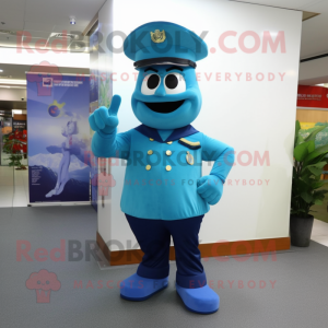 Cyan Navy Soldier maskot...