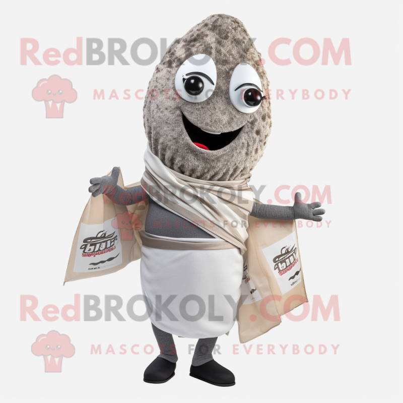 Gray Falafel mascot costume character dressed with a Graphic Tee and Wraps Gray Falafel mascot costume character dressed with a Graphic Tee and Wraps