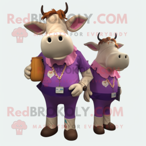 Purple Jersey Cow mascotte...