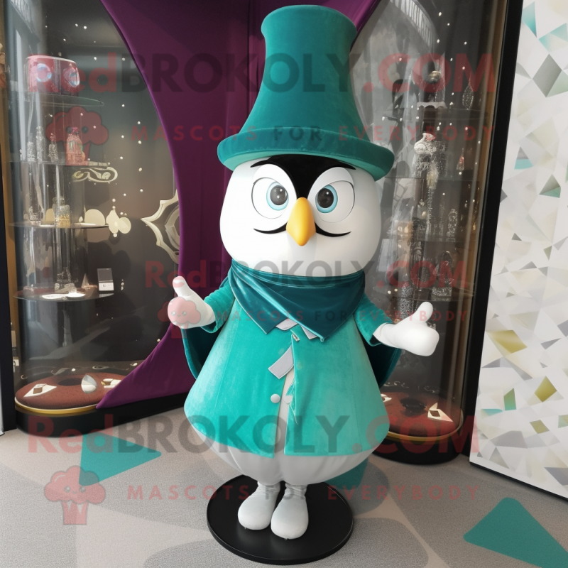 Teal Hourglass mascot costume character dressed with a Cover-up and Hairpins