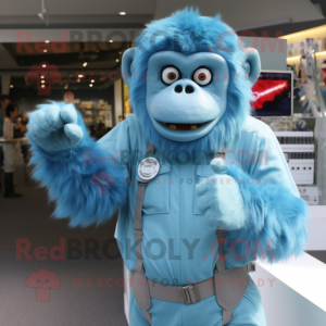 Sky Blue Orangutang maskot...