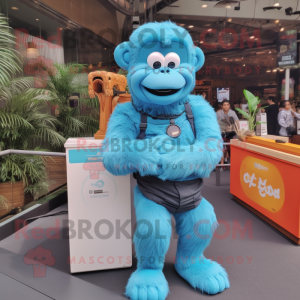 Sky Blue Orangutang maskot...