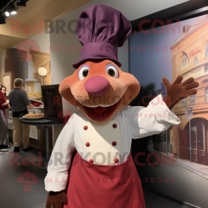Maroon Ratatouille mascot costume character dressed with a Blouse and Hats