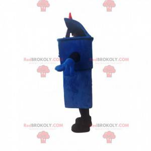Blue trash mascot with a pink bow - Redbrokoly.com