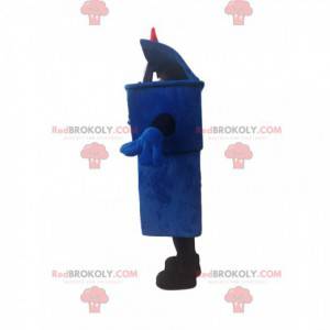 Blue trash mascotte met een roze strik - Redbrokoly.com