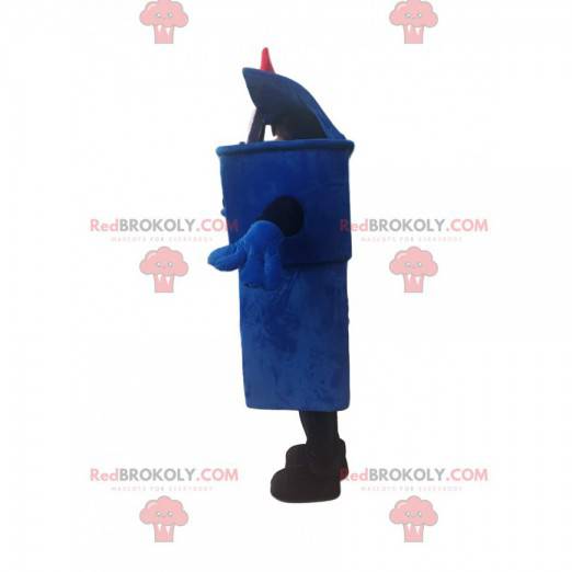 Mascotte de poubelle bleue avec un nœud rose - Redbrokoly.com