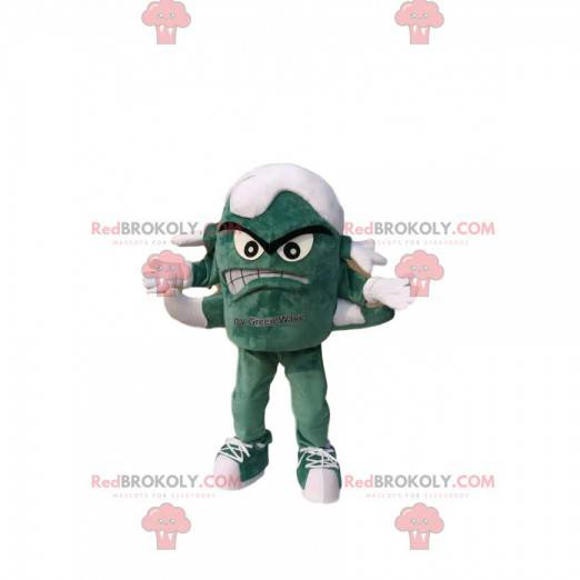 Mascotte de petit monstre vert avec plusieurs pattes. -