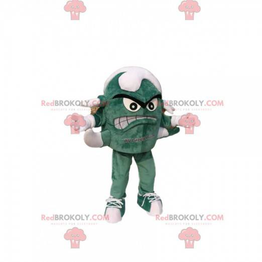 Mascotte piccolo mostro verde con diverse gambe. -