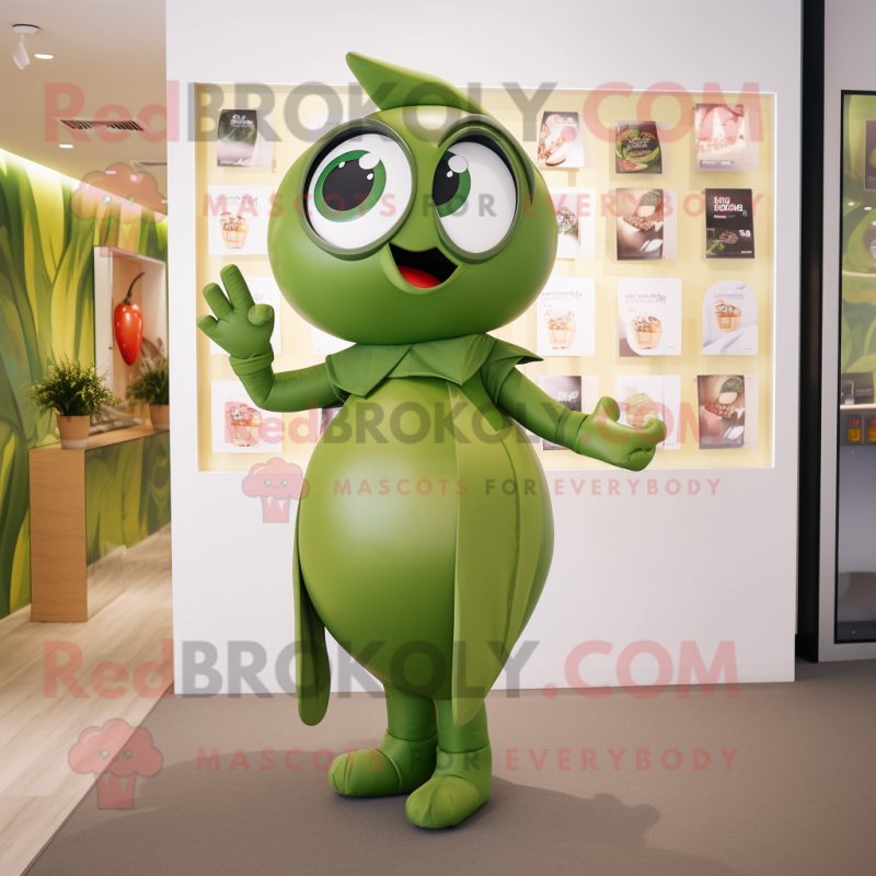 Olive Superhero mascot costume character dressed with a Midi Dress and Earrings Olive Superhero mascot costume character dressed with a Midi Dress and Earrings