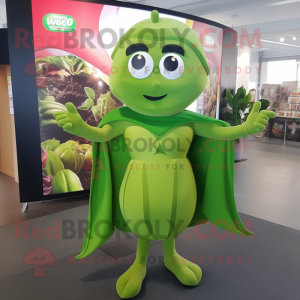 Olive Superhero mascot costume character dressed with a Midi Dress and Earrings