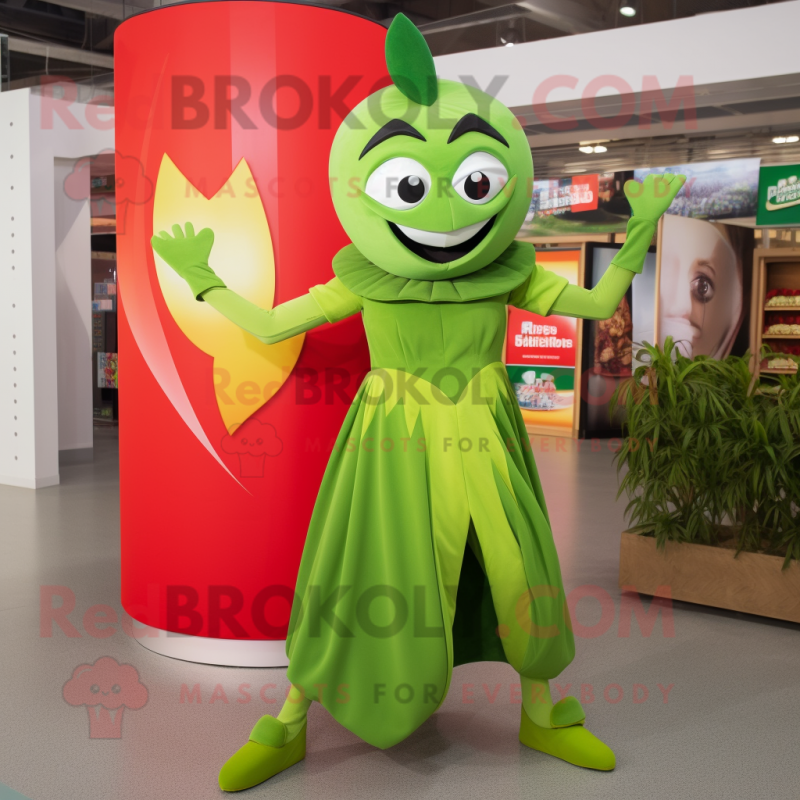 Olive Superhero mascot costume character dressed with a Midi Dress and Earrings Olive Superhero mascot costume character dressed with a Midi Dress and Earrings