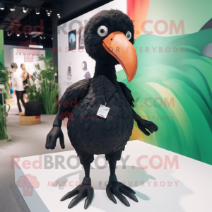 Black Dodo Bird mascot costume character dressed with a One-Piece Swimsuit and Foot pads