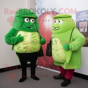 Green Corned Beef And Cabbage mascot costume character dressed with a Turtleneck and Briefcases