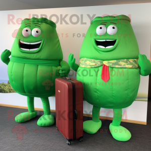 Green Corned Beef And Cabbage mascot costume character dressed with a Turtleneck and Briefcases